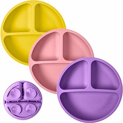 Composant de alimentation du plat trois d'aspiration divisé par silicone réglé de silicone d'arc-en-ciel