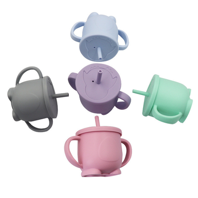 Le silicone étanche glissent non la tasse de Sippy de bébé avec Straw For Feeding