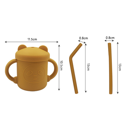 Le silicone étanche glissent non la tasse de Sippy de bébé avec Straw For Feeding