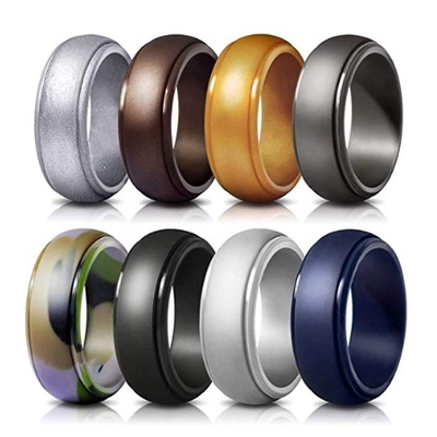 Le silicone de Ring Step Edge Wedding Band de silicone du best-seller d'Amazone folâtre des anneaux pour les hommes