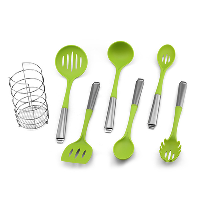 Trousse d'outils inodore de cuisine de silicone d'Oilproof, silicone calorifuge faisant cuire l'ensemble de cuillère